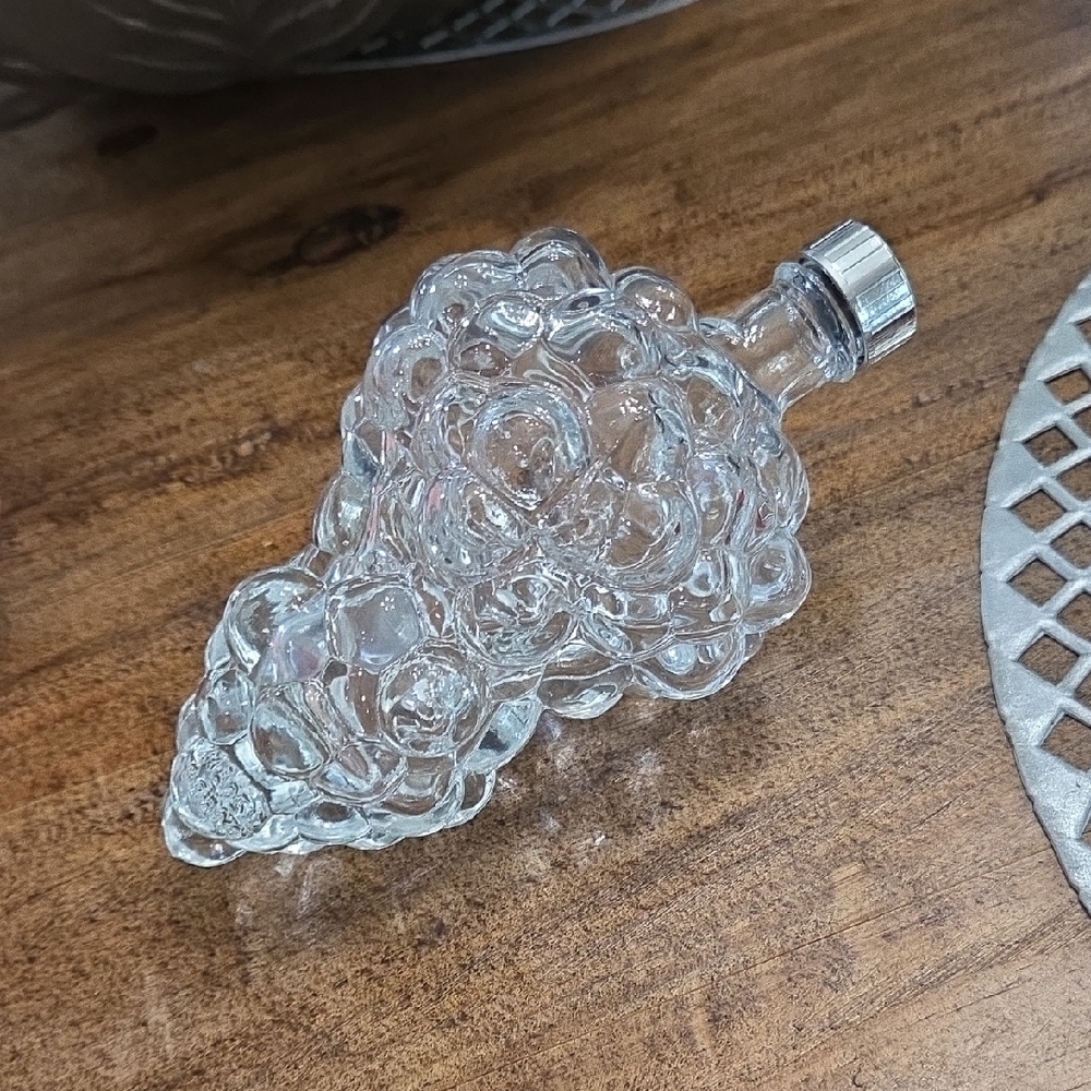 Clear Glass Grape Cluster Perfume Bottle
